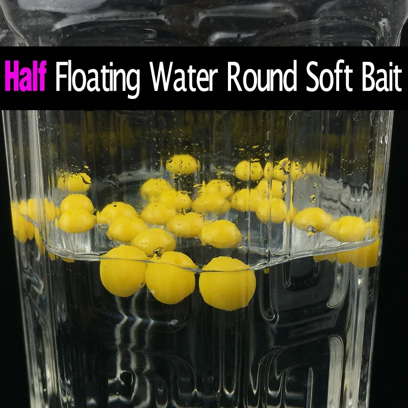 MNFT 50Pcs  Half Floating Water Round Soft Baits Good Corn Flavor Strong Elasticity Artificial Bait Carp Fishing Lure