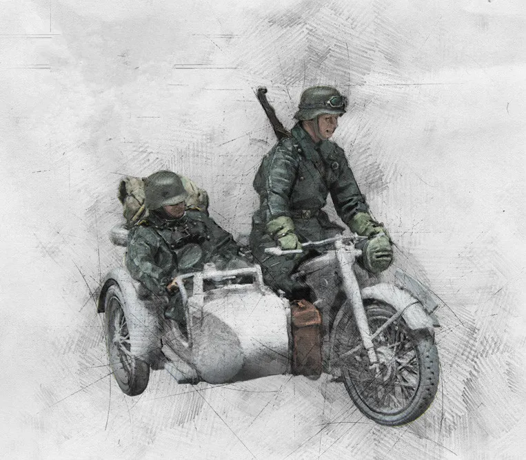 1/35 Resin Figure Model Kits Military Motorcycle soldier  (2 figures Excluding motorcycle) Unassambled Unpainted 558