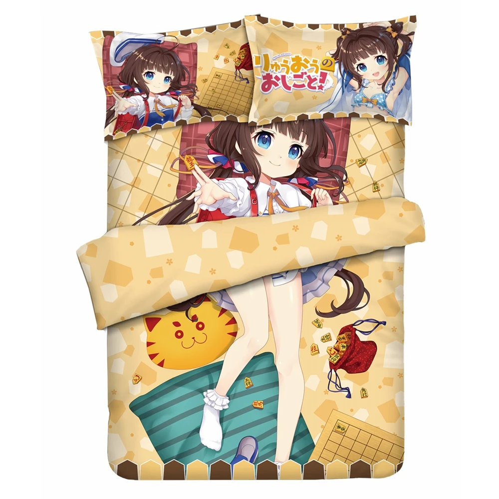 

Anime ryuoh no oshigoto! Ai Hinatsuru Comforter Set Bed Flat Sheet Quilt Cover Pillowcase The Ryuo's Work is Never Done Bedding