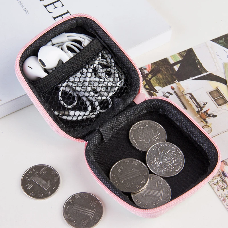 1PCS Cute Earphone Case Girl Storage Bag Carrying Hard Box Headphone Stand For Earbuds Memory Card Money Box Travel Organizer