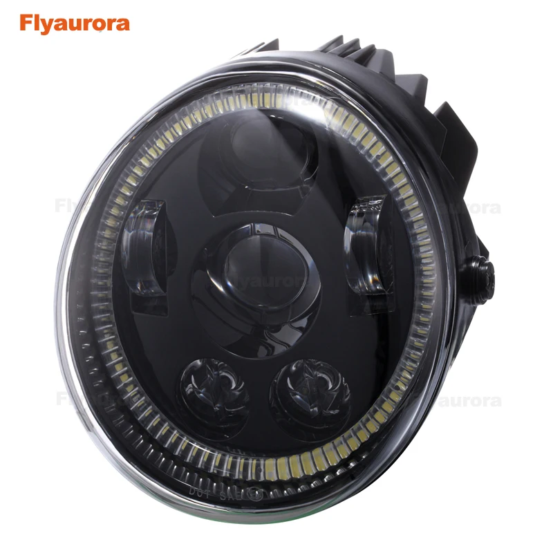 FlyauroraLED Vrod Motorcycle Headlight with Halo Ring Daytime Running Light For V Rod VROD VRSCA VRSC Headlight VRSC/V-ROD