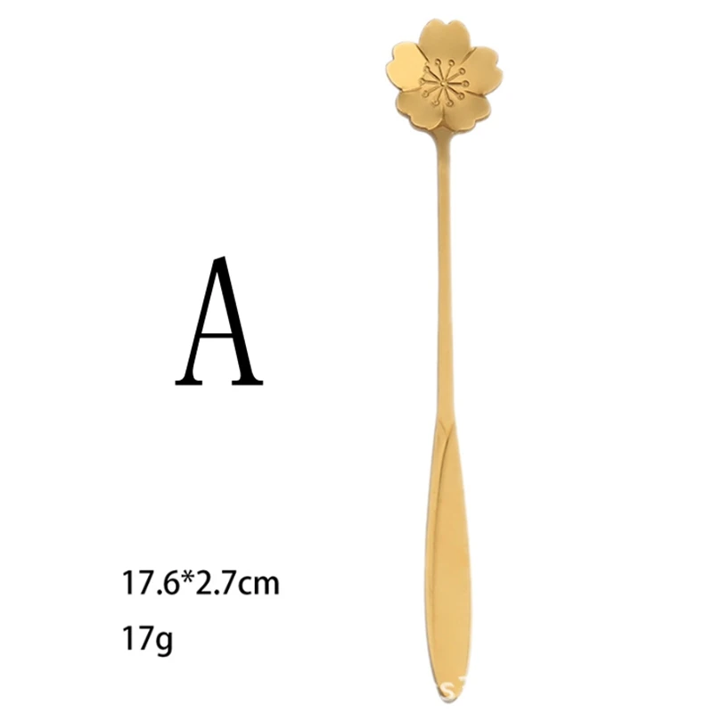 100pcs/lot Stainless Steel Flower Shape Leaf Antlers Coffee Spoon sakura Stirring Spoon Teaspoon Tea Spoon Fork