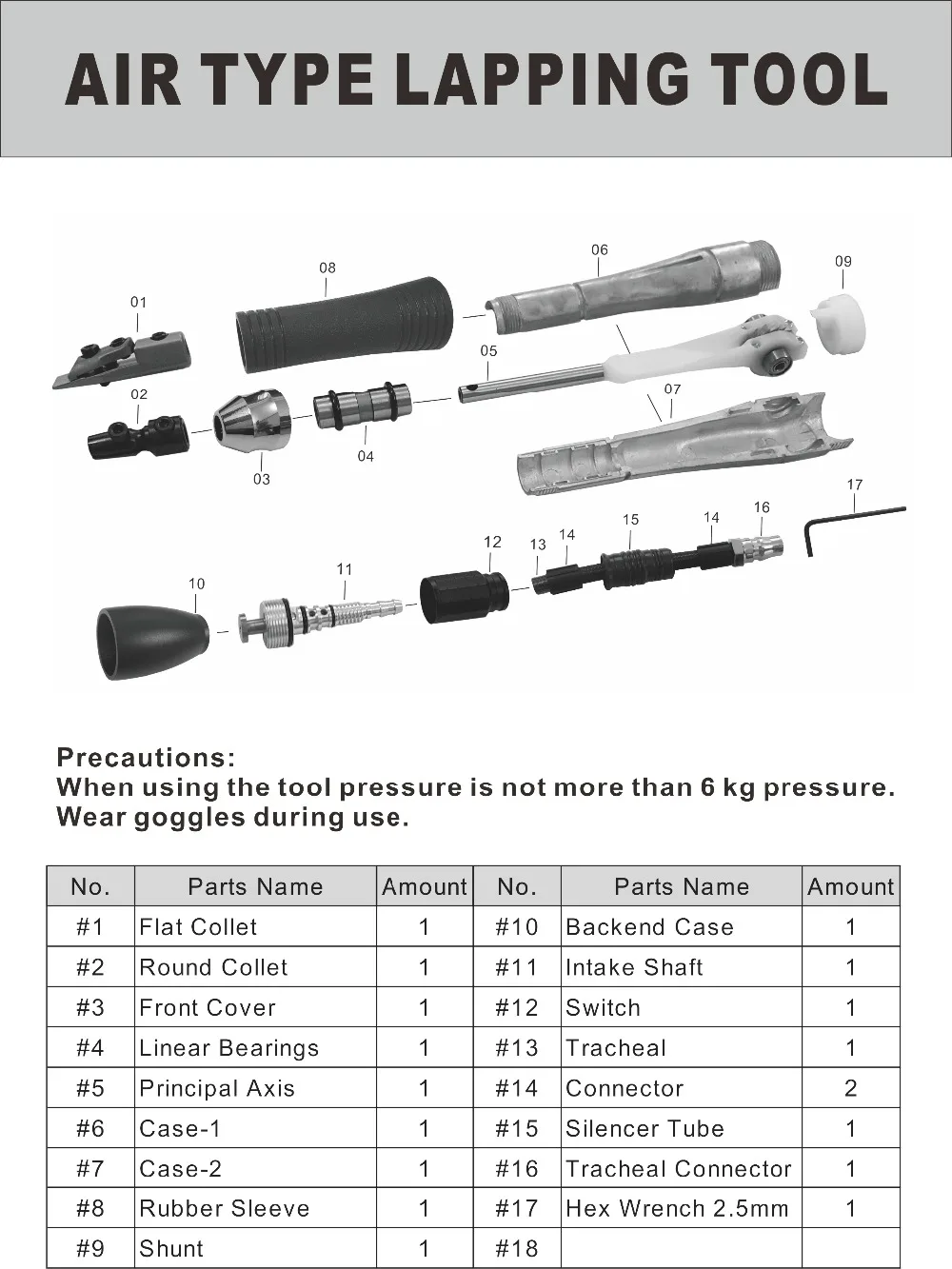 

UTR-70 Turbo Air Lappers Spare part ＃5 Principal Axis Made In Taiwan