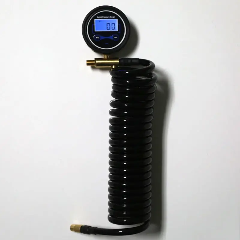 Digital Deflator Inflator Pressure Gauge Monitor for Air Pump with 3m 10ft Extension Coil Hose