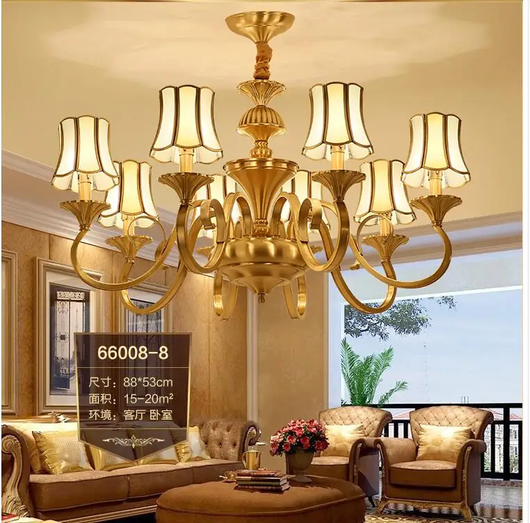 

Европейская медная люстра, люстра в современном стиле, античный латунный дизайн, светодиодное освещение, современный декор, лампа для учебы, лампа для спальни