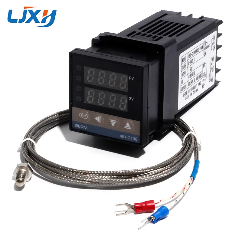 LJXH REX-C100 Digital PID Temperature Thermostat Controller with M6 Thread Type K Thermocouple SSR/Relay Output Controller Kit