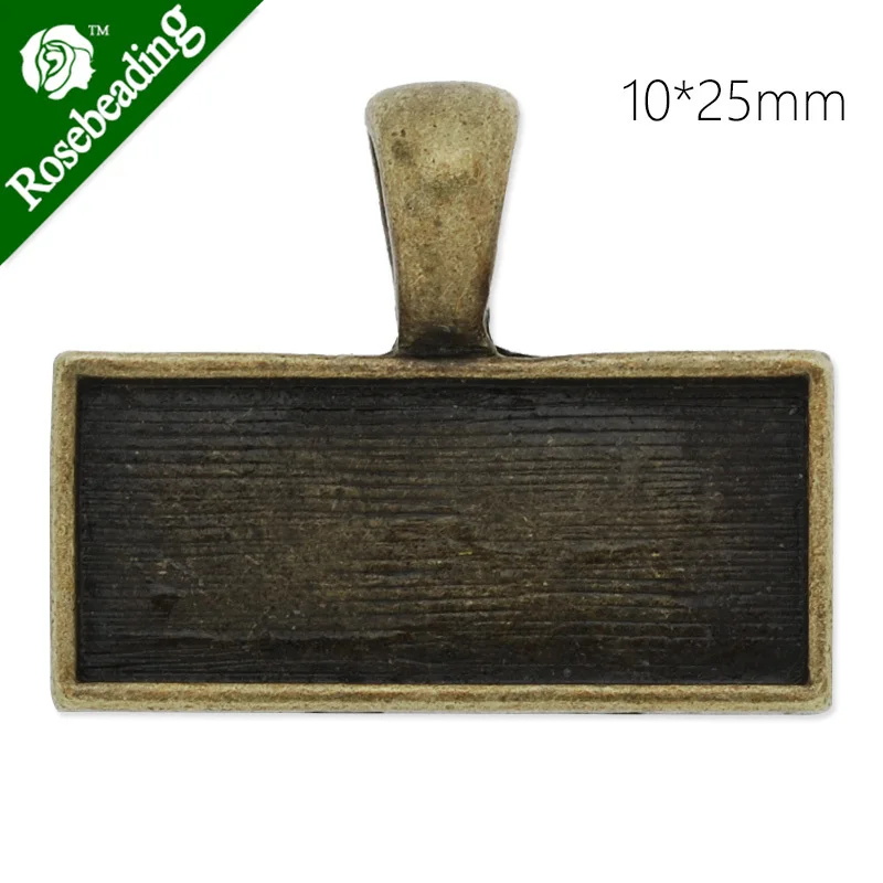 10x25mm antique bronze plated lateral rectangle cabochon base setting pendant,pendant bezel,sold 20pcs/lot-C4431