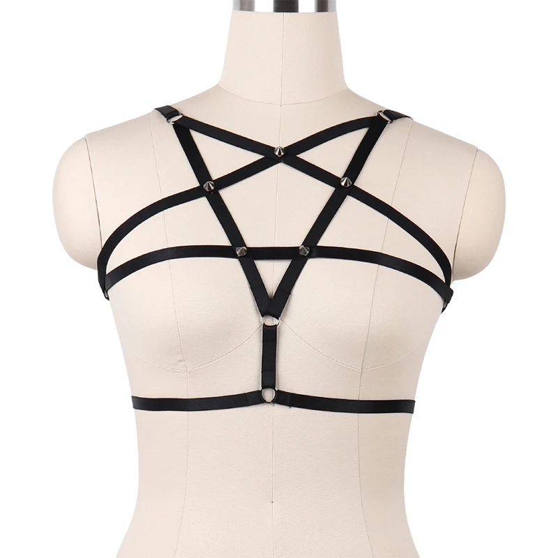 

wholesale 10piece Womens Fashion Sexy Harness Bra Bondage Lingerie Body Harness Belts Elastic Strappy Tops Caged Bras Bustier