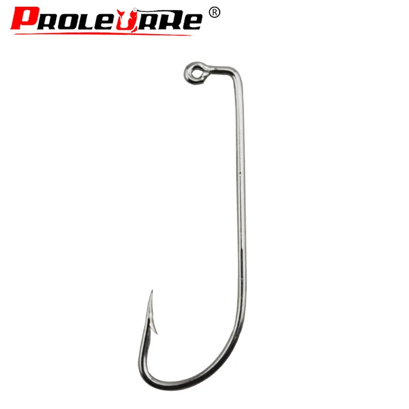 20pcs Fishing Hook 6 size Fish Hook Bait holder Silver Color Jig Big Hook Straight Shank Sliced Shank High Carbon Steel Hooks