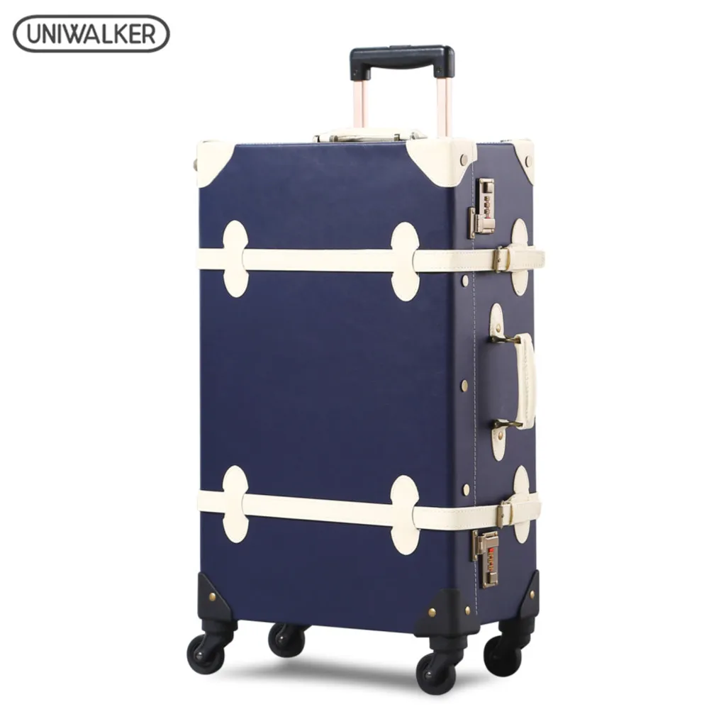 UNIWALKER High Quality 20\'\'22\'\'24\'\'26\'\' Unisex Retro Rolling Trolley Luggage Vintage Suitcase Bags With Wheel For Traveling