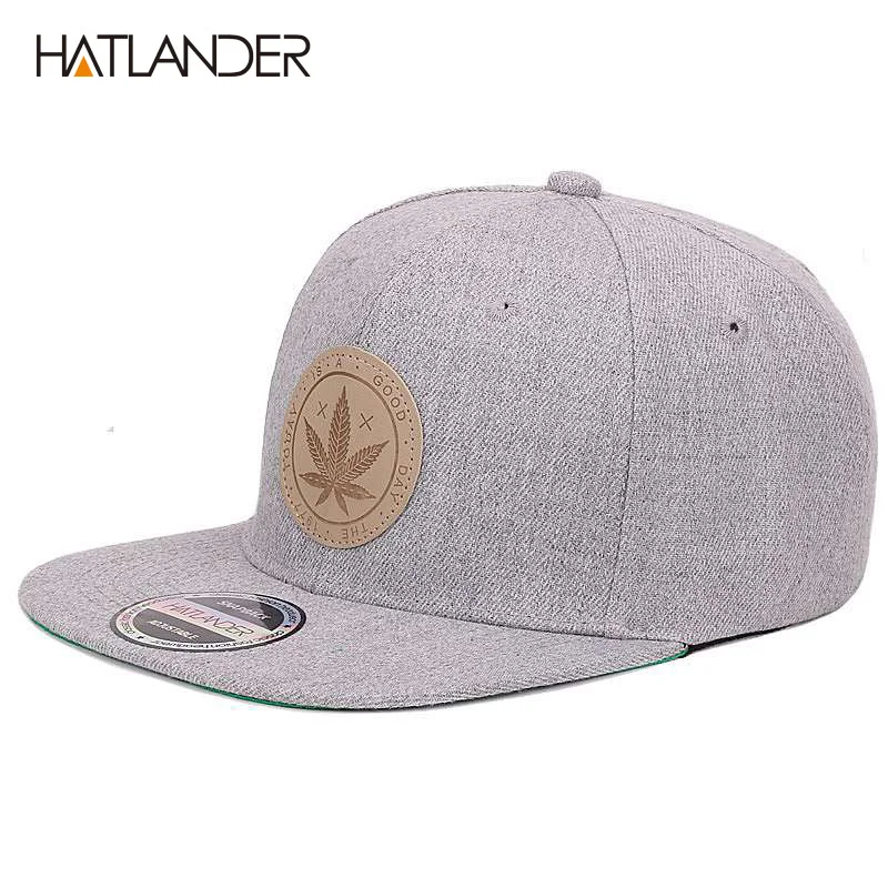 [HATLANDER]Maple solid cotton snapback caps women\'s flat brim hip hop cap outdoor baseball cap bone gorras mens caps and hats