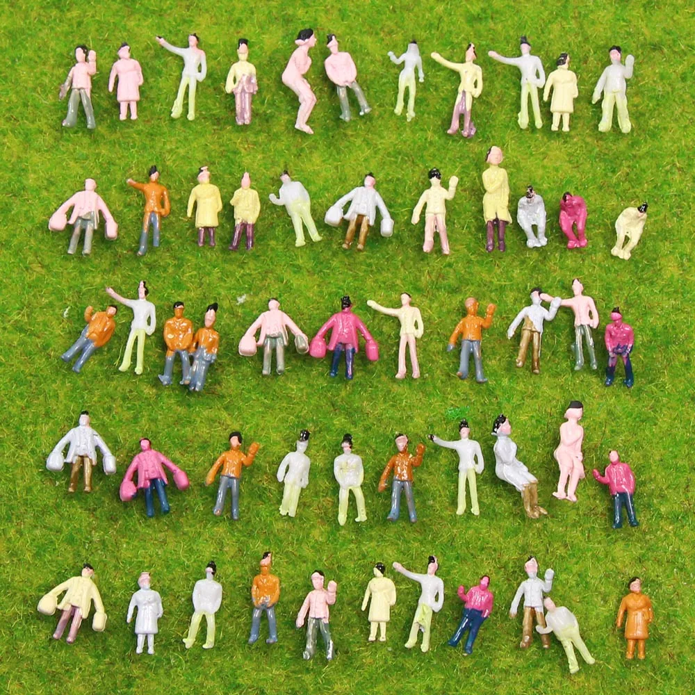 P200 100pcs Model Railway 1:200 Z Scale Painted People Figures Scenery Miniature Decoration