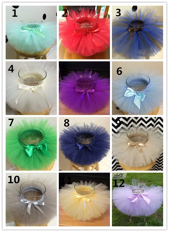 Colorful Baby Crochet Tutu Skirts Girls Fluffy Ballet Dance Pettiskirts with Ribbon Bow Children Handmade Tulle Tutus 30Pcs/lot