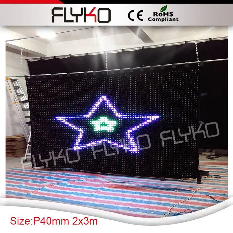 2*3m china sex video led full color light led video curtain music stage display screen P40mm