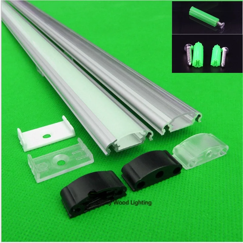 10x1m Aluminum Profile For Led Strip Housing Milky/ Transparent Cover For 12mm 5630 Pcb With Fittings Bar Light Channel Spares