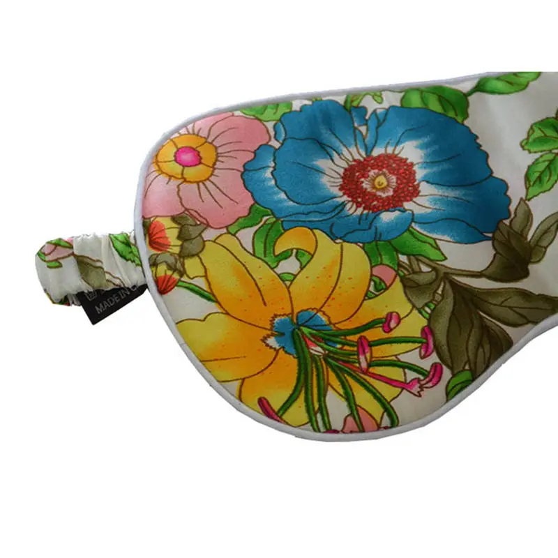 100% Pure Silk Sleep Eye Mask Both Sides Floral Pattern Silk Eyeshade Super Smooth Eye Cover Travel Relax Aid Multicolor