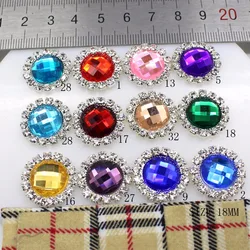 Factory Outlet 10pcs/lot 18mm Round-shaped Acrylic Rhinestone Button flatback Embellishment Craft Making Accessories