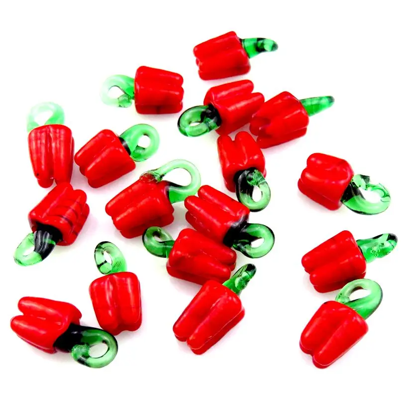 GLOWCAT 4pcs 21883 Red Square Chili Charm Pendant Natural Glass Charms For Kids Earrings Necklace DIY Jewelry Making Supplies