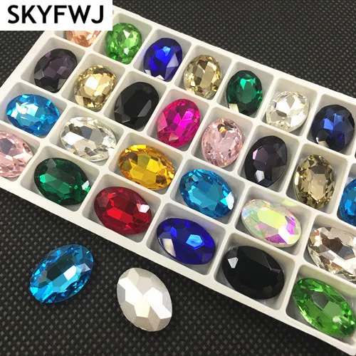 Oval Rhinestone 4x6,6x8,8x10,10x14,13x18,18X25,20x30mm All Colors Pointback Glass Crystal Stones DIY Garment dress making