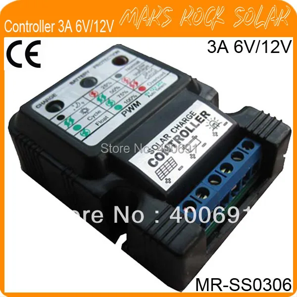 3A 6V/12V PWM Solar Charge Controller for Solar Panel with LED Display, Workable for Home System or Solar Light