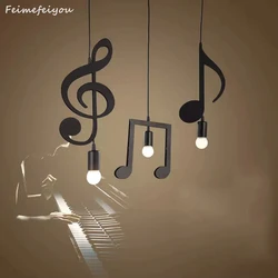 Feiemfeiyou A-Z 단어 음악 캐릭터, 창의적인 블랙 LED 펜던트 램프, 바 침실, 책방 펜던트 조명, e27