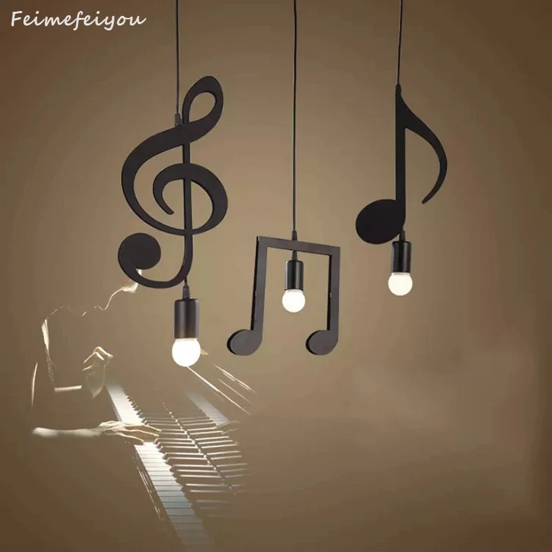 Feiemfeiyou A-Z words Music character e27 Creative Black Led Pendant Lamp for Bar bedroom bookroom Pendant Lighting