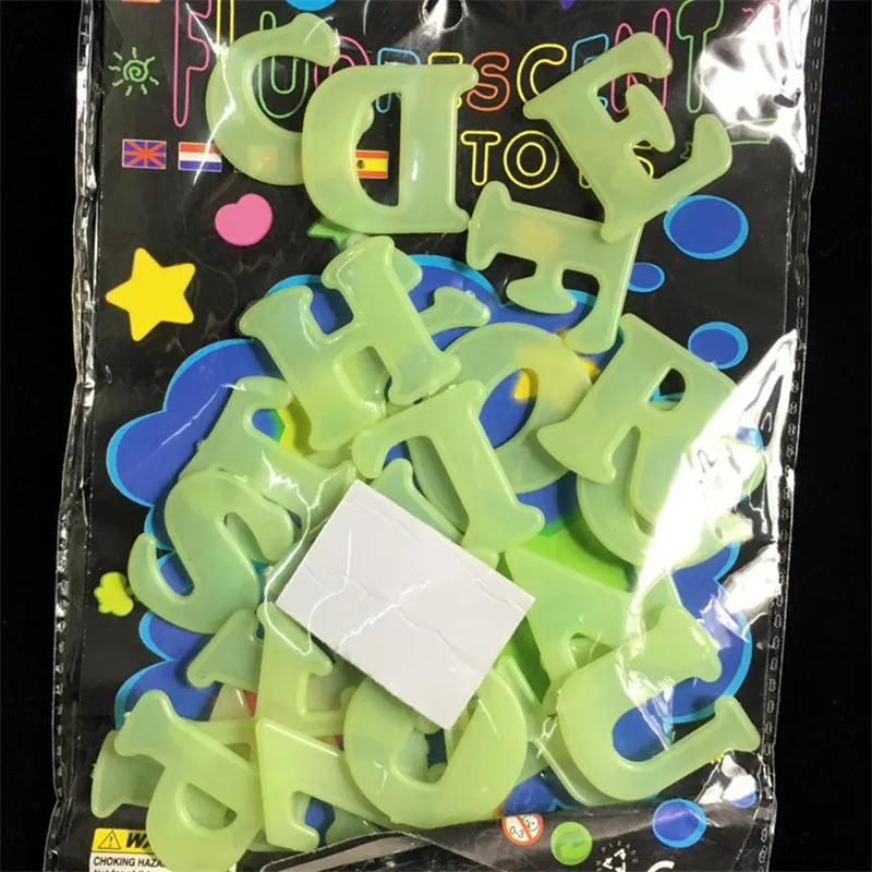 

26PCS Luminous English Letter Wall Stickers for Kindergarten Student Room Dormitory Decorative Glow-in-the-Dark Alphabet Decals