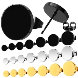 2Pcs/lot Surgical Steel Earrings Black Circle Ear Stud Piercing Male Cartilage Helix Earring Piercings Jewelry For Unisex