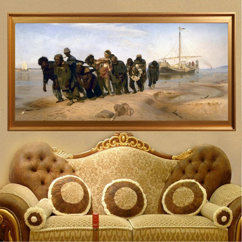 Famous Painter Ilya Repin Volga River Trackers Canvas Painting Famous Painting on Canvas Wall Art Picture for Living Room Decor