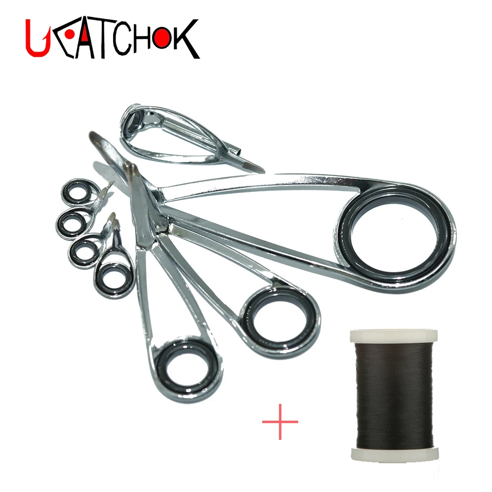 8pcs/Kit KLH bracket stainless steel SIC guide ring for UL-L-ML power Spinning fishing rod repair refit assembly DIY rod guide