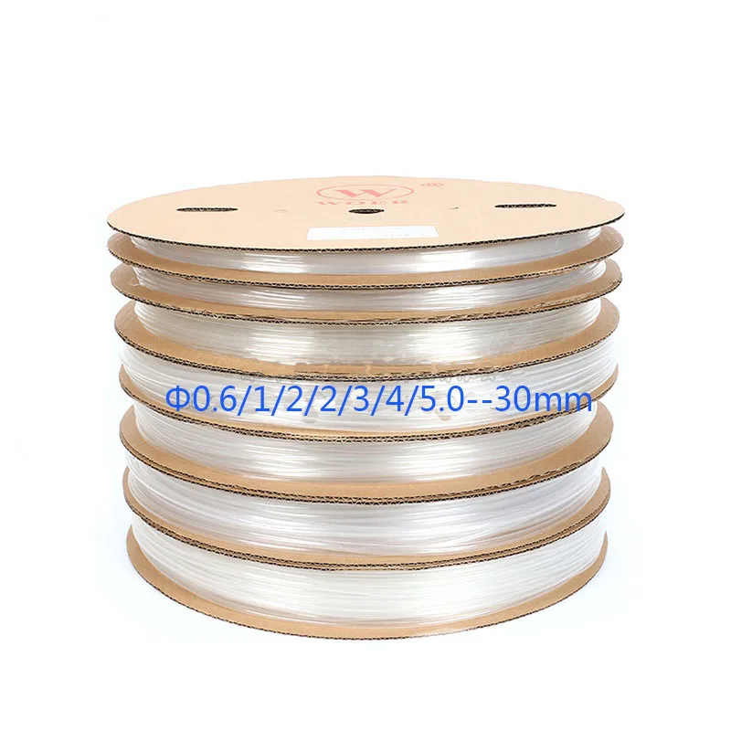 Free fast shipping 100M/1Roll Rohs 2:1 cable sleeve 12/15/16/18/20MM Heat Shrinkable Tube shrink sleeve Wire transparent