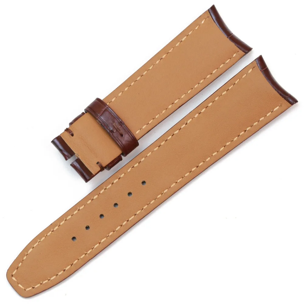 Pesno Suitable for Baume & Mercier CLIFTON Men Watchband Crocodile Leather Watch Strap with Bamboo Grain Black Brown 20 21mm