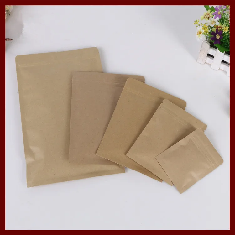 1000pcs 15x21cm Flat Brown Kraft Paper Bag No Window Not Stand Up Zipper/zip Lock Jewelry Packaging Paper Bags For Gift/tea Bags