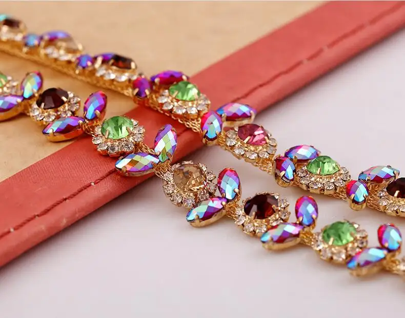 Imagem -02 - Yards Cristal Rhinestone Trim Rhinestone Applique Nupcial Applique Casamento Applique Strass Cadeia Tong003 5