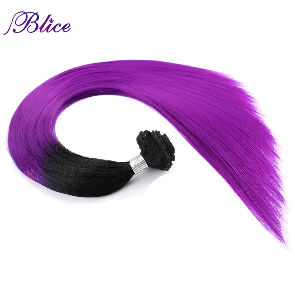 Blice Synthetic Two Color Omber Straight Hair Bundles 18-24 inch Heat Resistant Hair Extensions One Bundle Deal For Women