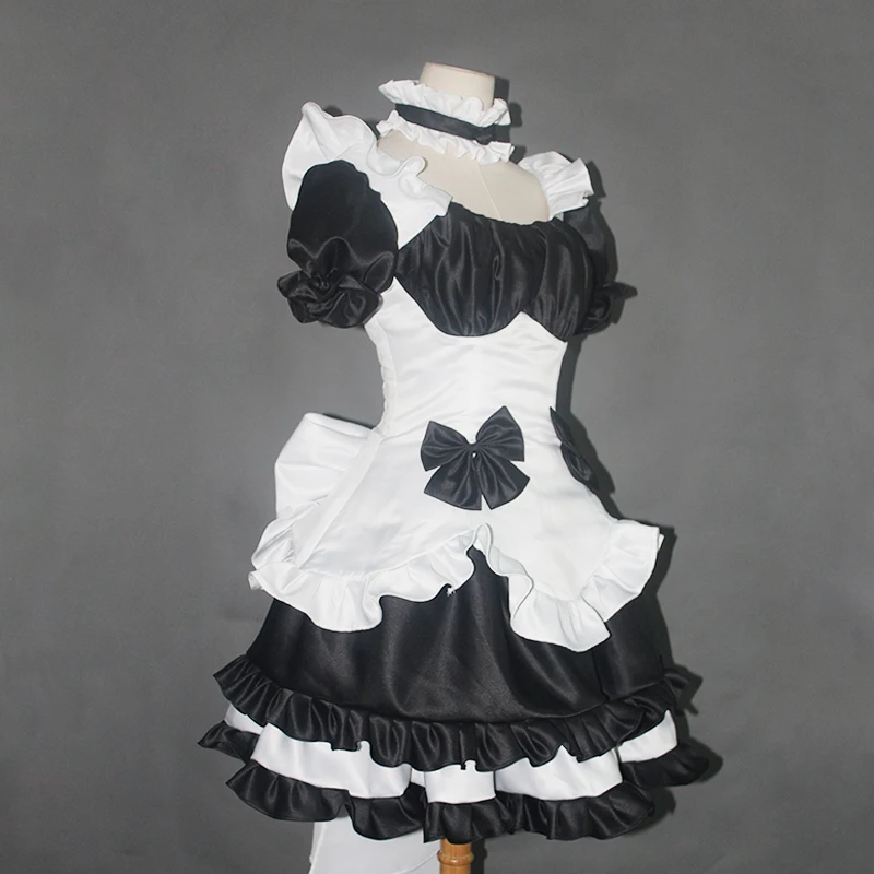 Robe lolita en coton noire et blanche, robe à nœud papillon, style médiéval, belle ball, costume de demoiselle d'honneur, taille des douanes, cosplay/lolita/alice