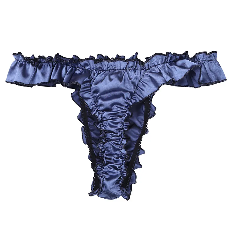 Male Mens Shiny Ruffled Frilly Panties Underpants Smooth Touch Bulge Pouch Bikini Briefs Hommes Jockstraps Underwear