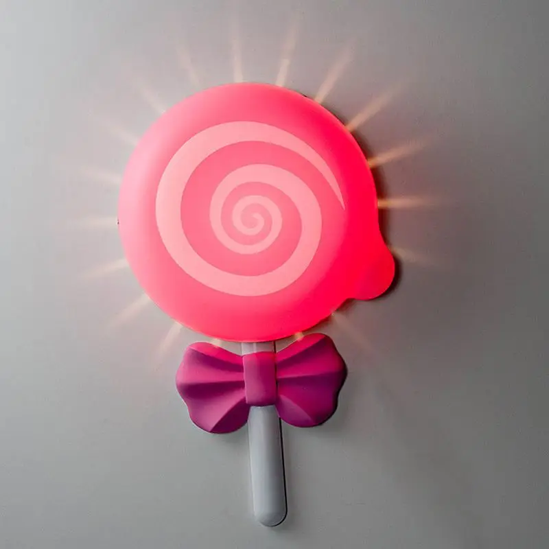 Pink Lollipops Bedroom Wall Sconces Princess Kids Room Bedsides Nightlights Study Room Wires Wall Lighting Lamp