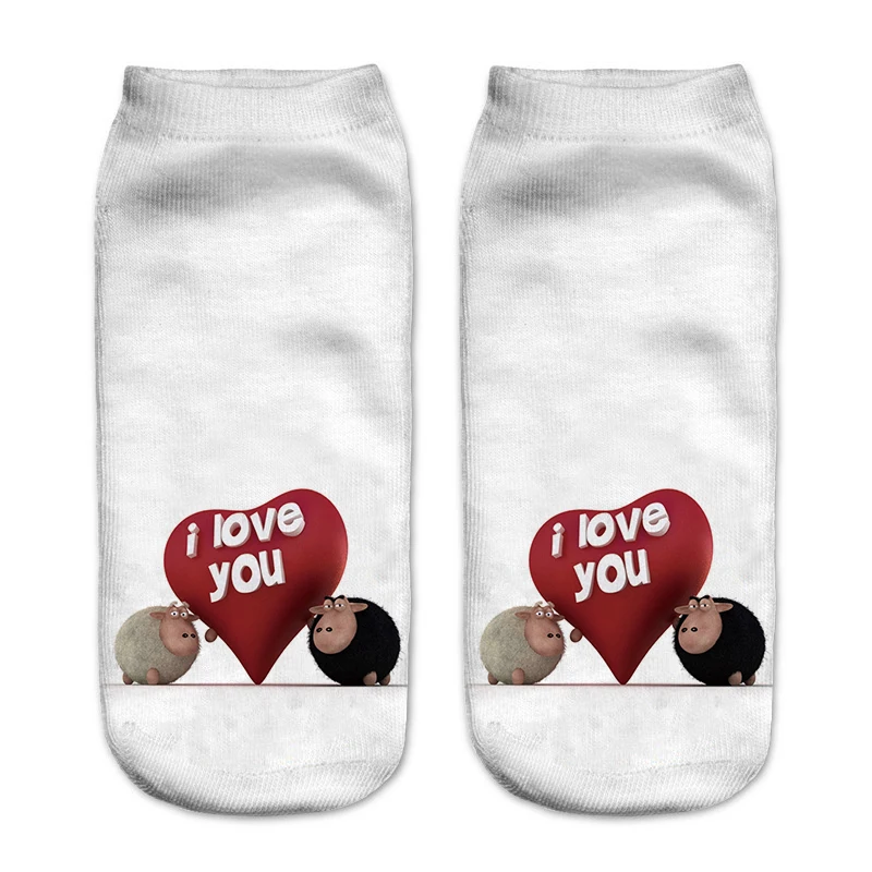 

New Arrival 3D Digital Printing I love you Marilyn Monroe Fashion cute Short Socks Mix Color unisex Low Cut ankle Boat Socks