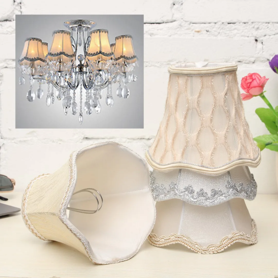 Newest diy Vintage Small Lace Lampshades Textured Fabric Chandelier Light Ceiling Cover