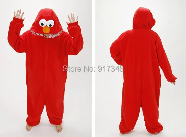 ELMO and COOKIE MONSTER Kigurumi Adult Onesies Men Women Cartoon Anime Cosplay Costume for Halloween Carnival Christmas Party