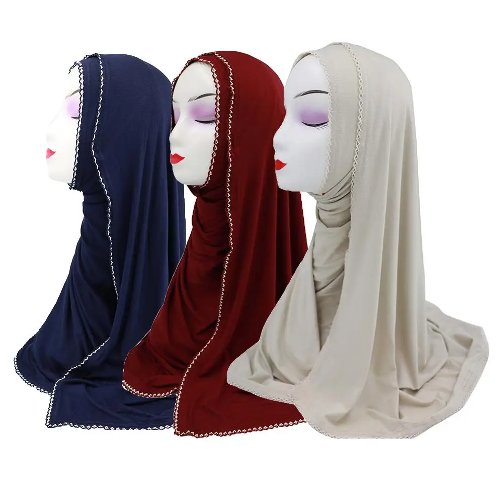 

Muslim Women Long Scarf Hijab Islamic Maxi Shawl Wrap Covers Arab Solid Color Middle East Headscarf Turban Full Cover 170*70CM