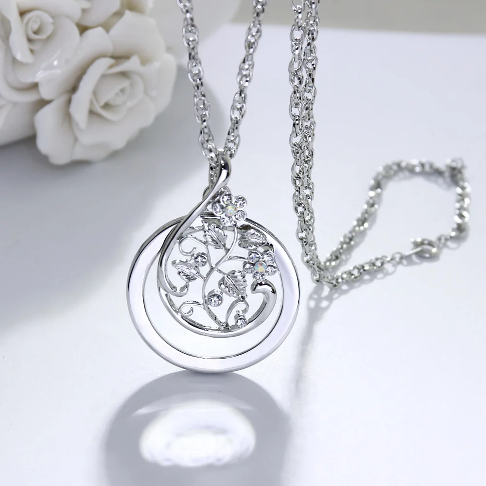 DreamCarnival 1989 Flower Sweater Necklace for Women Rhodium Gold Color Magnifying Glass Pendant for Reading Gift Mum Parents