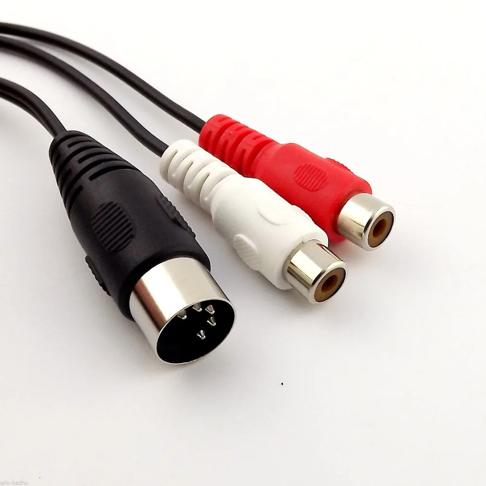 1pcs 5 Pin DIN Male Plug to 2x RCA Female Jacks Converter Audio Cable 50cm