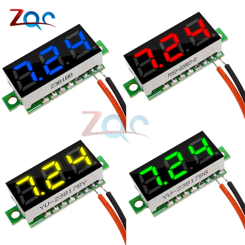 0.28\'\' 2.5V-30V 12V 24V Mini LED DC Digital Voltmeter Voltage Meter Panel Volt Tester Detector Monitor 2 Wires Auto Car Mobile