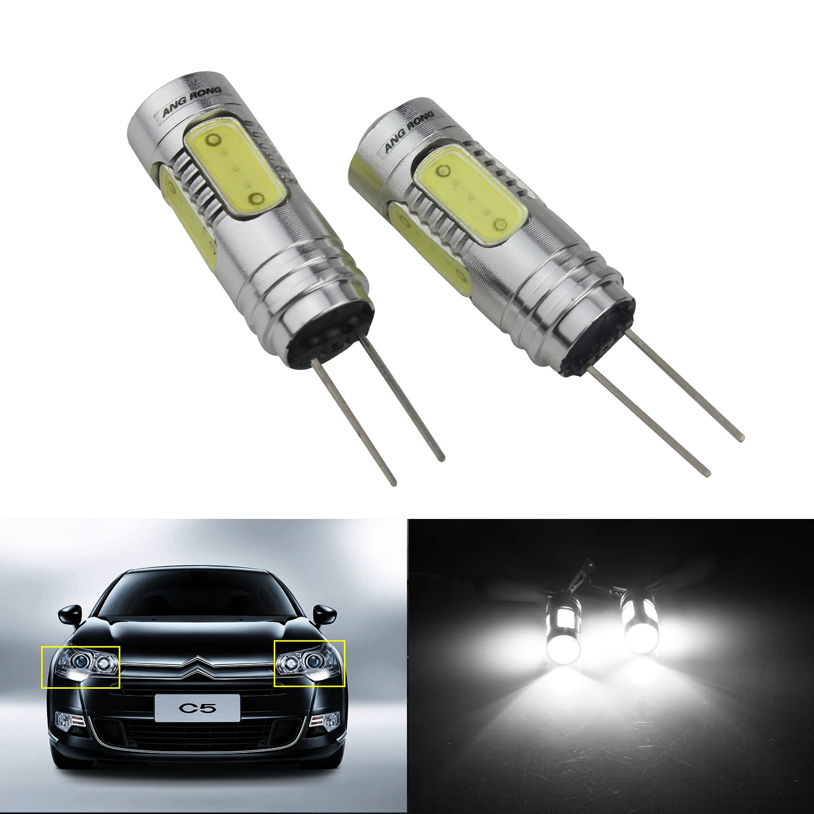 ANGRONG 2 Stück HP24W G4 7,5 W COB-LED-Birne, seitliche Tagfahrlichtlampen für Peugeot Citron