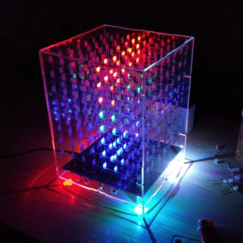 Cololful Light Cubes DIY Kit 8X8X8 WIFI Mobile Phone APP Change Word 888 LED Flashing Smart Electronic Production Parts Gift 3D