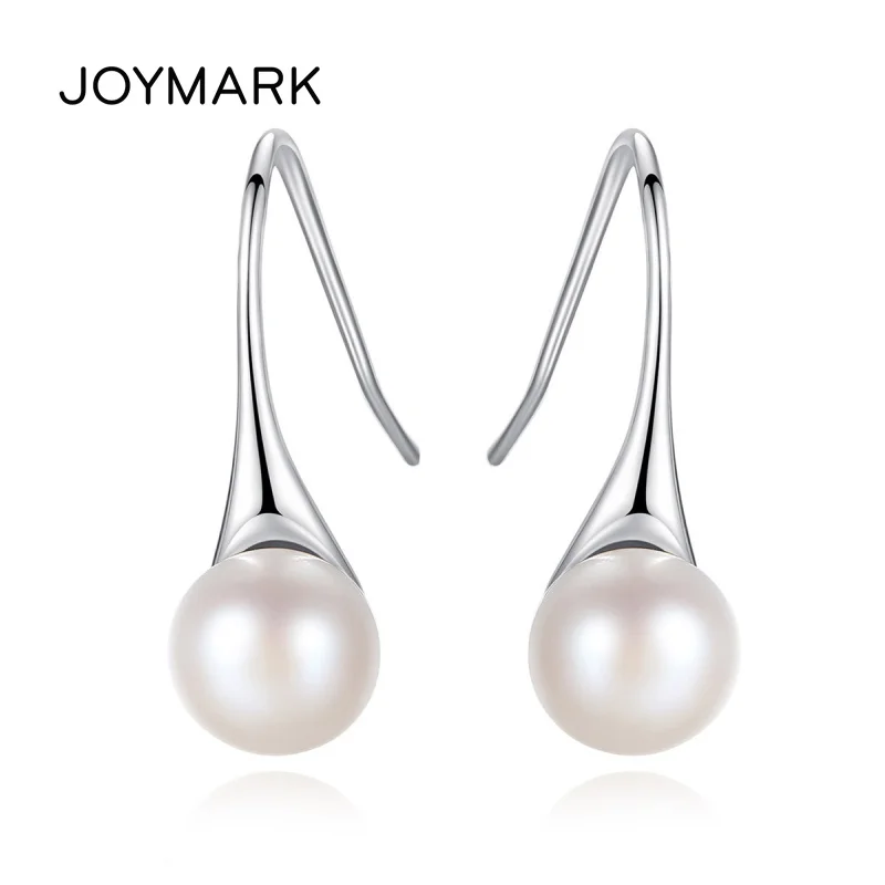 JOYMARK New Classic Simple Elegant Natural Freshwater Pearl Hook Dangle Earrings For Women 925 Sterling Silver Jewelry JPSE027