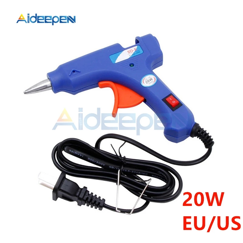 

20W Hot Melt Glue Gun With 7mm Glue Sticks Industrial Mini Guns Thermo Electric Heat Temperature Repair Tool DIY US EU Plug