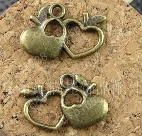 

200pcs/lot alloy bead Antique Bronze Plated Charms Pendants Fit Jewelry necklace Findings Making 18*12MM heart Shape JHA2344